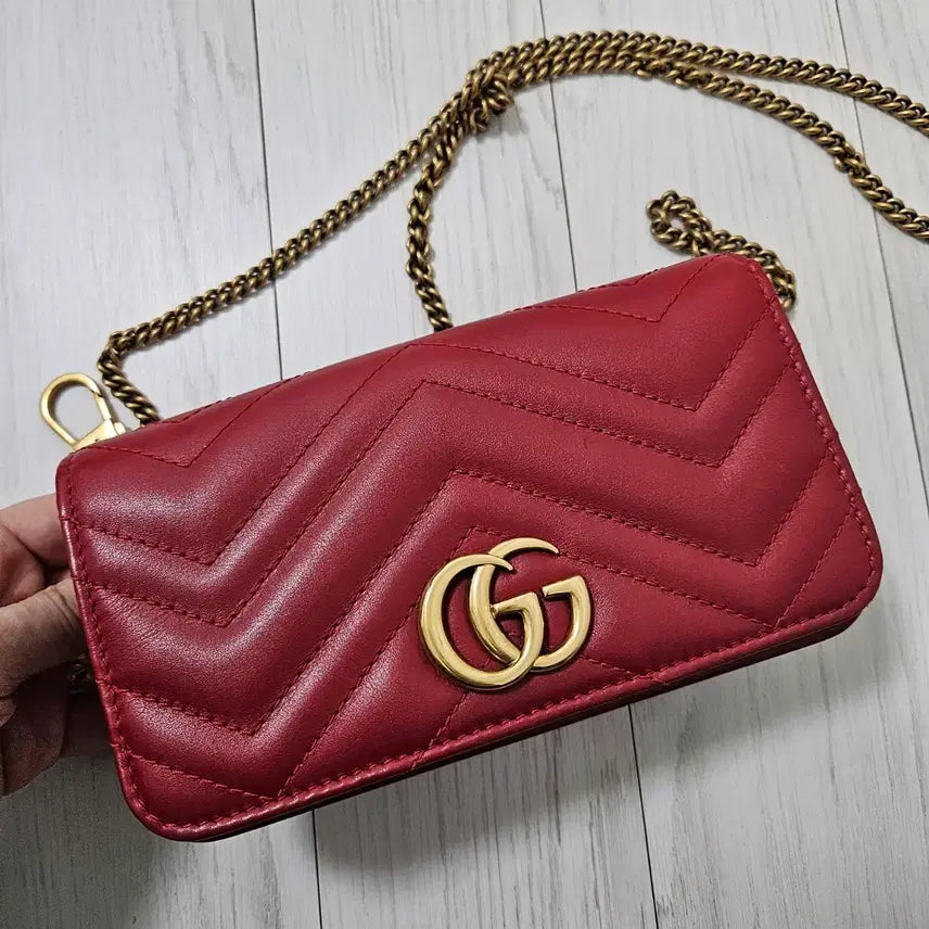 [BUNJANG] Gucci Marmont Mini Chain Bag Red / 구찌 마몬트 체인 미니백 레드
