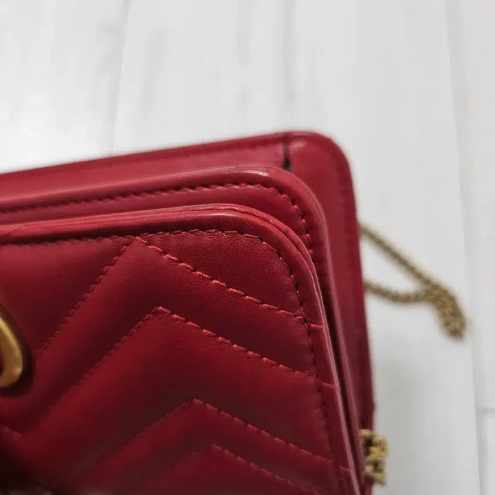[BUNJANG] Gucci Marmont Mini Chain Bag Red / 구찌 마몬트 체인 미니백 레드