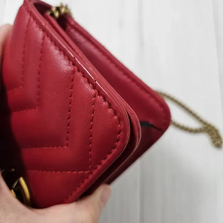 [BUNJANG] Gucci Marmont Mini Chain Bag Red / 구찌 마몬트 체인 미니백 레드