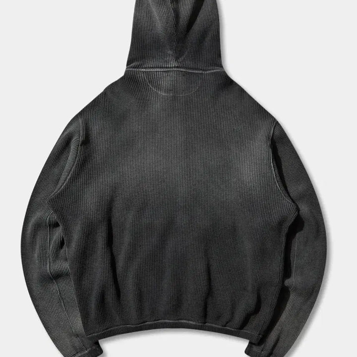 [BUNJANG] ROA Faded Waffle Zip-up Hoodie Black / [XL]ROA 비 썬 페이디드 와플 집업 후디 블랙