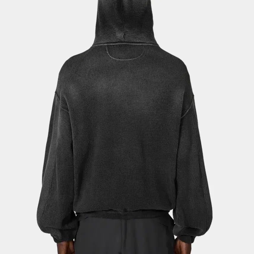 [BUNJANG] ROA Faded Waffle Zip-up Hoodie Black / [XL]ROA 비 썬 페이디드 와플 집업 후디 블랙