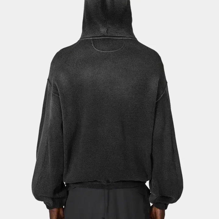 [BUNJANG] ROA Faded Waffle Zip-up Hoodie Black / [XL]ROA 비 썬 페이디드 와플 집업 후디 블랙