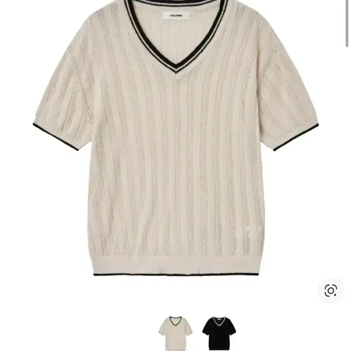 [BUNJANG] Haleine Contrast V-Neck Boucle Knit Cream / [2]알렌느 콘트라스트 브이넥 부클 니트 크림