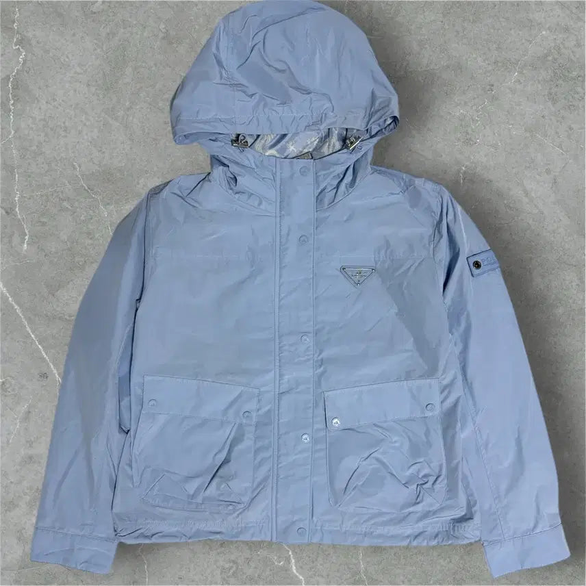 [BUNJANG] Prada Blue Hooded Windbreaker Jacket / 프라다 블루 후드 바람막이 자켓