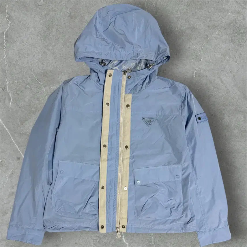 [BUNJANG] Prada Blue Hooded Windbreaker Jacket / 프라다 블루 후드 바람막이 자켓