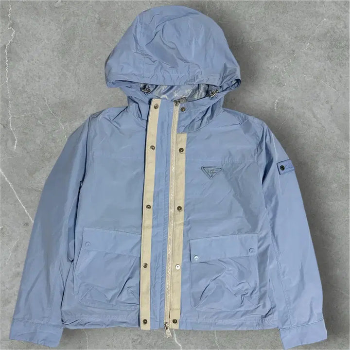 [BUNJANG] Prada Blue Hooded Windbreaker Jacket / 프라다 블루 후드 바람막이 자켓