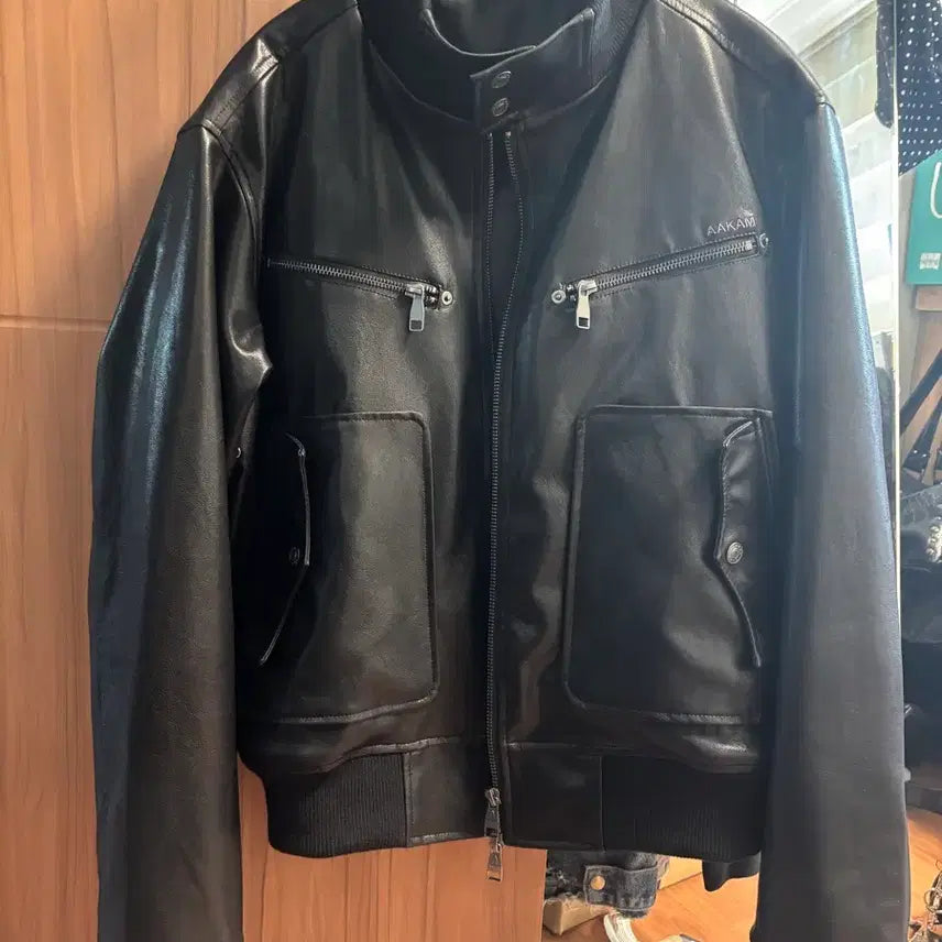 [BUNJANG] Acom High-Neck Leather Jacket (Black) / 아캄 하이넥 레더 자켓 (블랙)