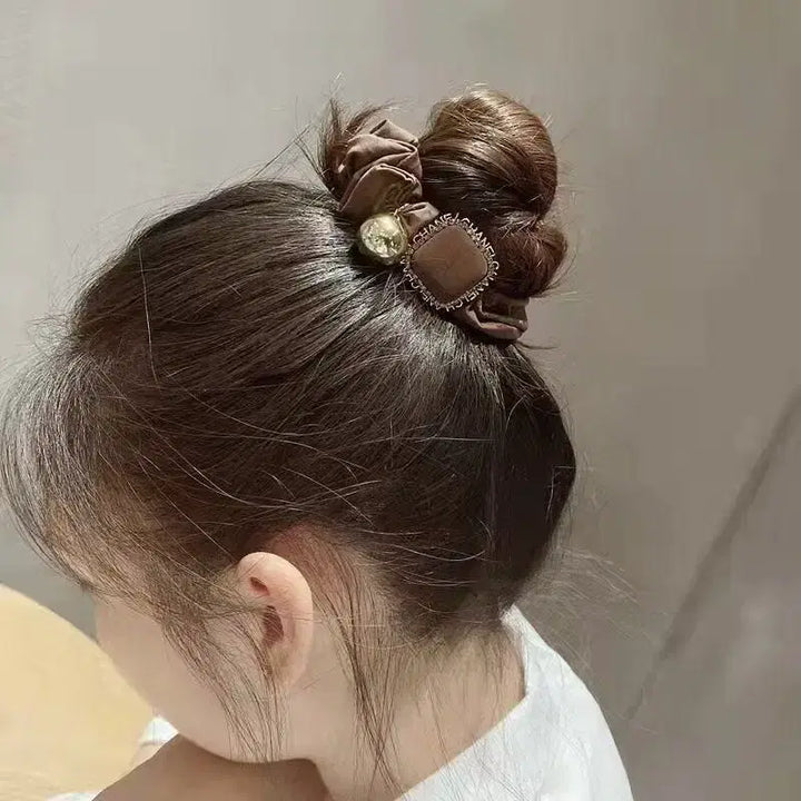 [BUNJANG] Square Cubic Scrunchie Brown/Black / 스퀘어 큐빅 곱창 머리끈 브라운/블랙