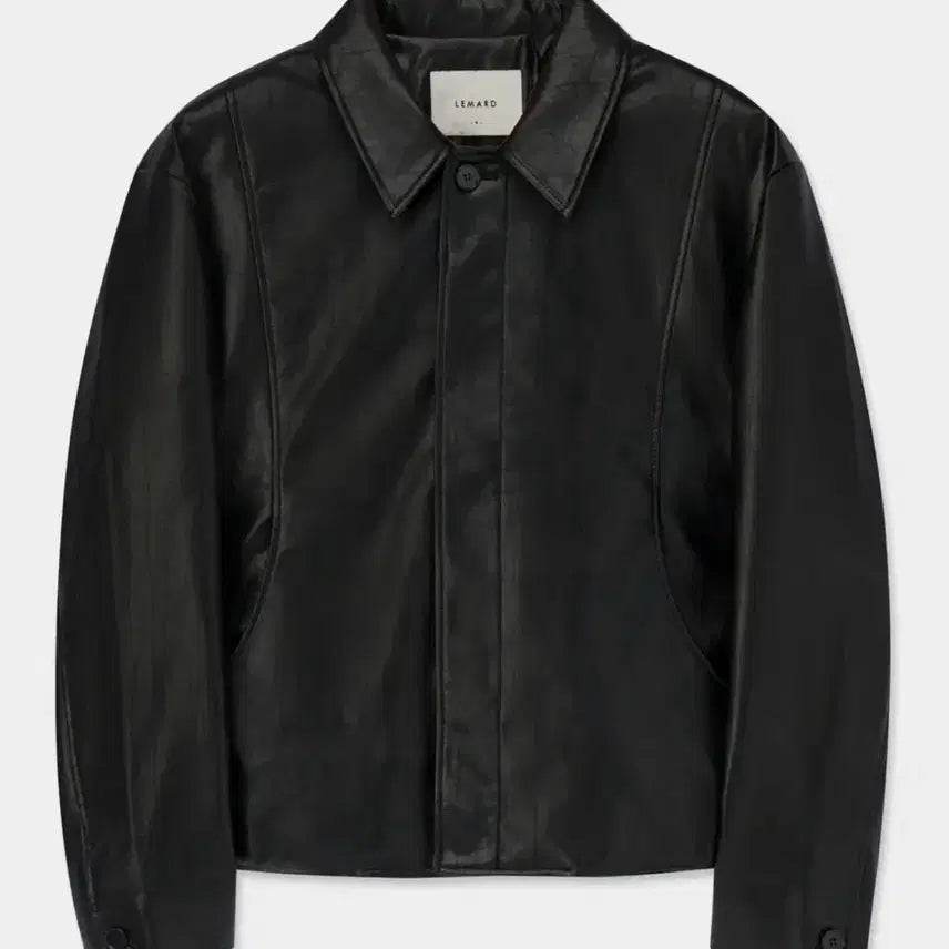 [BUNJANG] Lemad Vegan Leather Panel Jacket Black / 르마드 비건 레더 절개 자켓 블랙