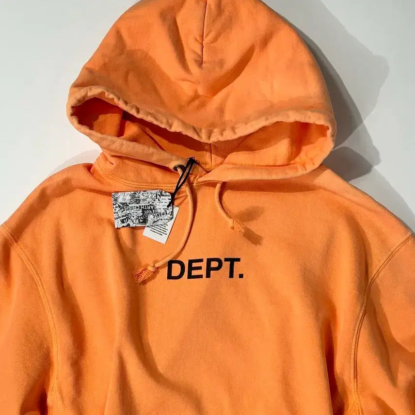 [SOLD OUT] 갤러리 디파트먼트 DEPT 로고 후드 티셔츠 플로 오렌지 XL사이즈