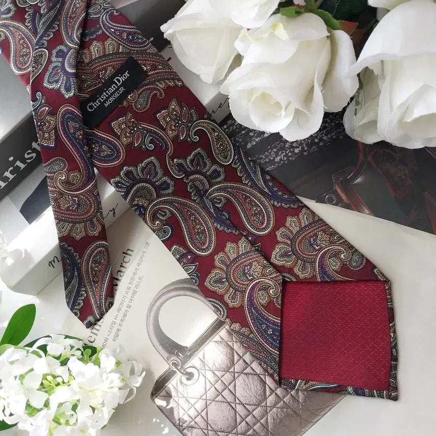 [BUNJANG] Christian Dior Paisley Silk Tie / 크리스찬 디올 와인 페이즐리 넥타이 9.5cm S~A+등급 K2530