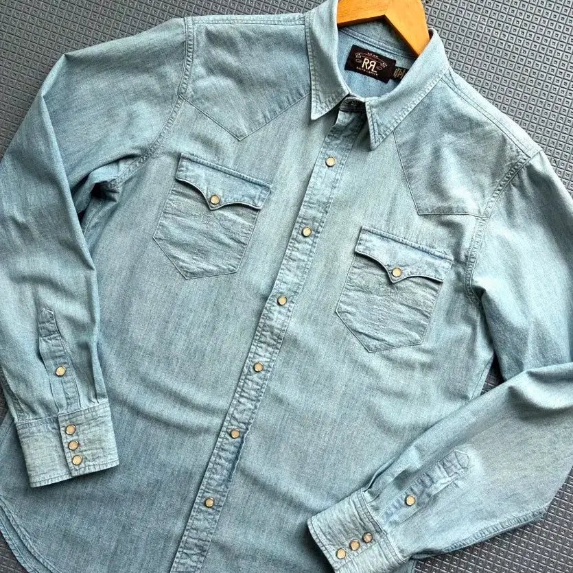 [BUNJANG] RRL Chambray Western Shirt / 더블알엘 RRL 샴브레이 웨스턴셔츠