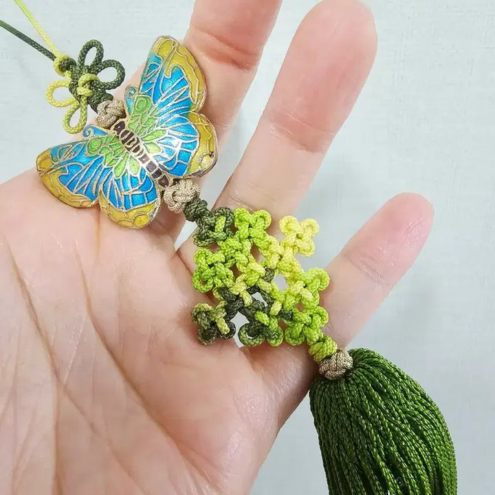 [BUNJANG] Handmade Yellow Enamel Butterfly Norigae / (직접 제작)노란 나비 칠보 녹색 노리개