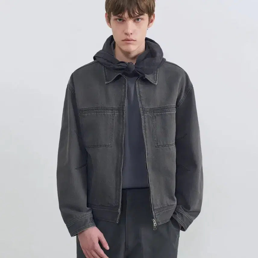 [BUNJANG] In Silence Garment Dyed Mechanic Jacket Charcoal / 인사일런스 가먼트다잉 메카닉 자켓 CHARCOAL