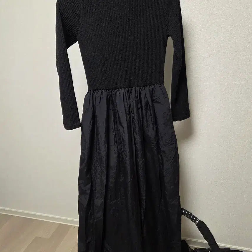 [BUNJANG] Black Knit Long Dress / 블랙 니트 바스락 롱 원피스