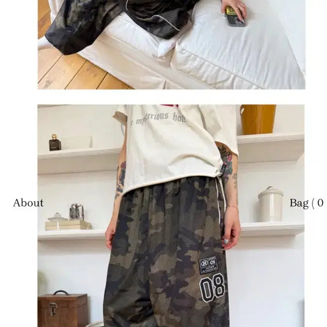 [BUNJANG] Mysterious Hotel Camouflage Patch Mesh Pants / 미스테리어스호텔 패치 메쉬 팬츠 mesh pants  (내림끝!!!!!!