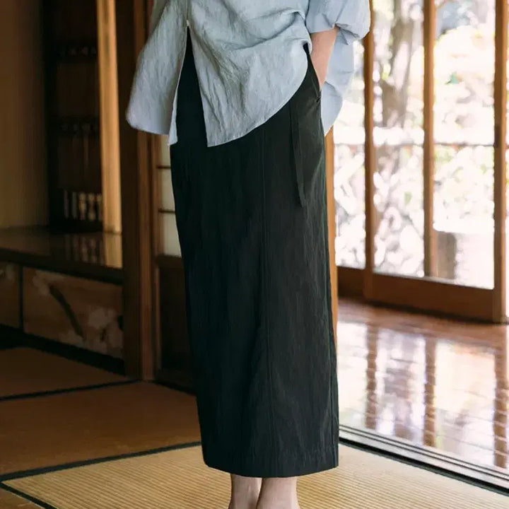 [BUNJANG] Siyaju Minimal Airy Long Skirt (Charcoal) / 시야쥬 미니멀 에어리 롱 스커트 (차콜)