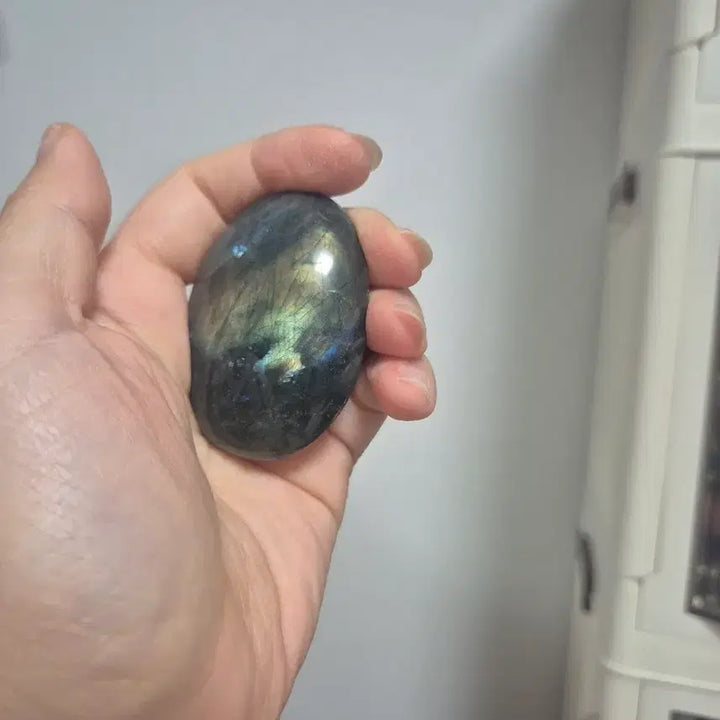 [BUNJANG] Natural Labradorite Palm Stone Set (Healing/Meditation/Interior) / 천연 래브라도라이트 팜스톤 2종 일괄 (힐링/명상/인테리어)