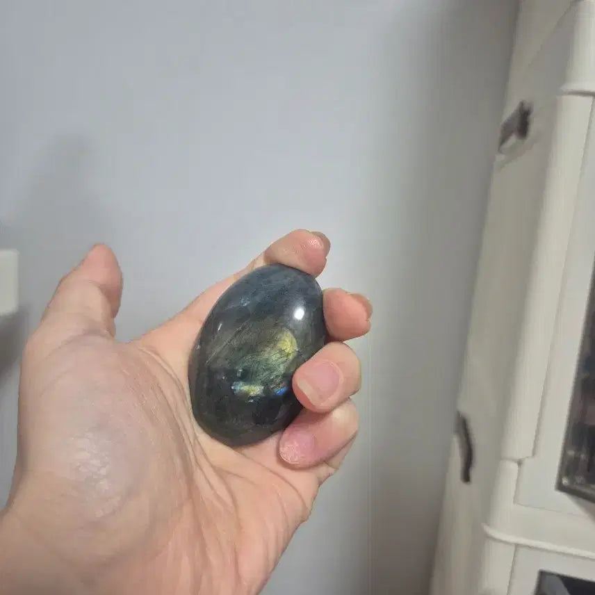 [BUNJANG] Natural Labradorite Palm Stone Set (Healing/Meditation/Interior) / 천연 래브라도라이트 팜스톤 2종 일괄 (힐링/명상/인테리어)