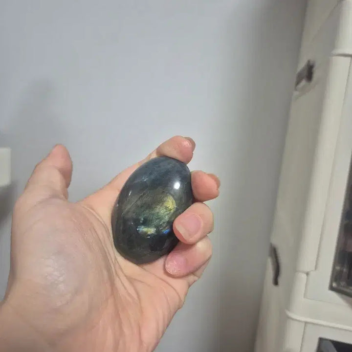 [BUNJANG] Natural Labradorite Palm Stone Set (Healing/Meditation/Interior) / 천연 래브라도라이트 팜스톤 2종 일괄 (힐링/명상/인테리어)