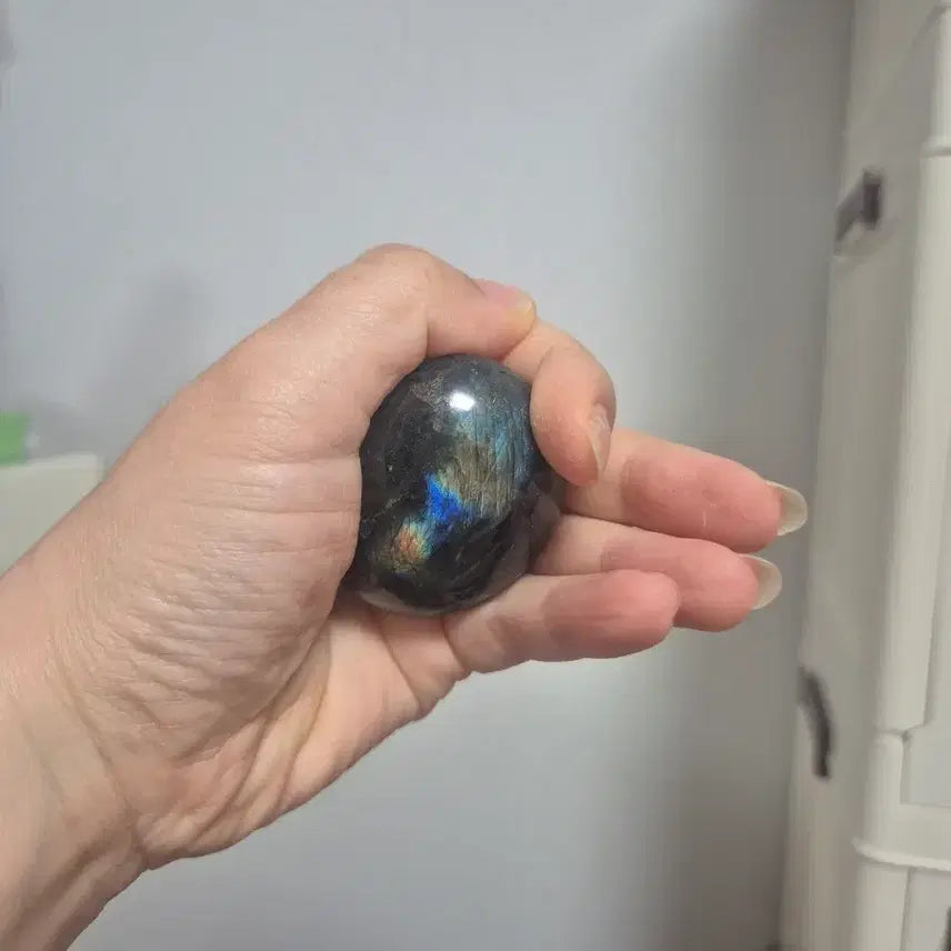 [BUNJANG] Natural Labradorite Palm Stone Set (Healing/Meditation/Interior) / 천연 래브라도라이트 팜스톤 2종 일괄 (힐링/명상/인테리어)