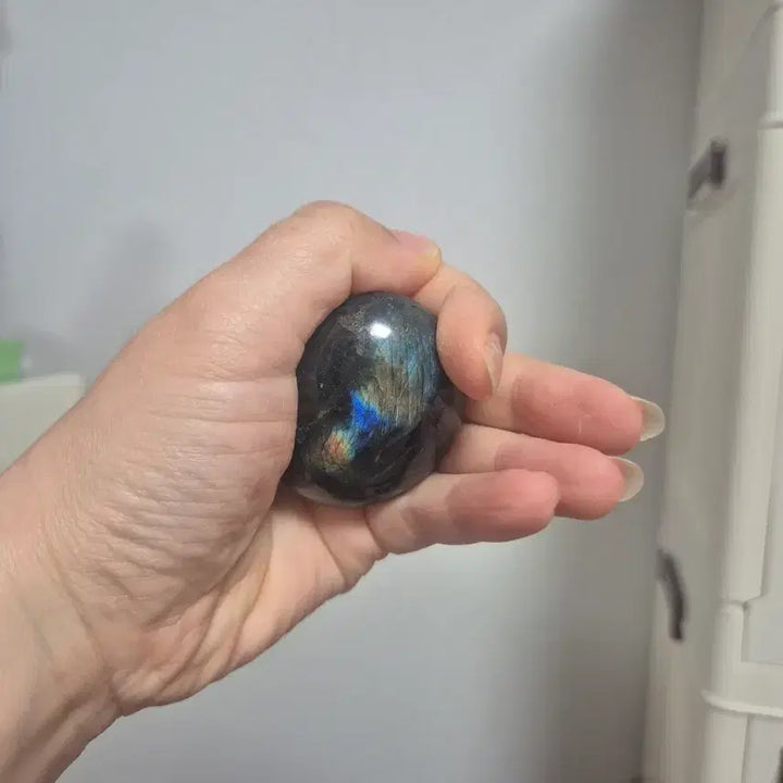 [BUNJANG] Natural Labradorite Palm Stone Set (Healing/Meditation/Interior) / 천연 래브라도라이트 팜스톤 2종 일괄 (힐링/명상/인테리어)