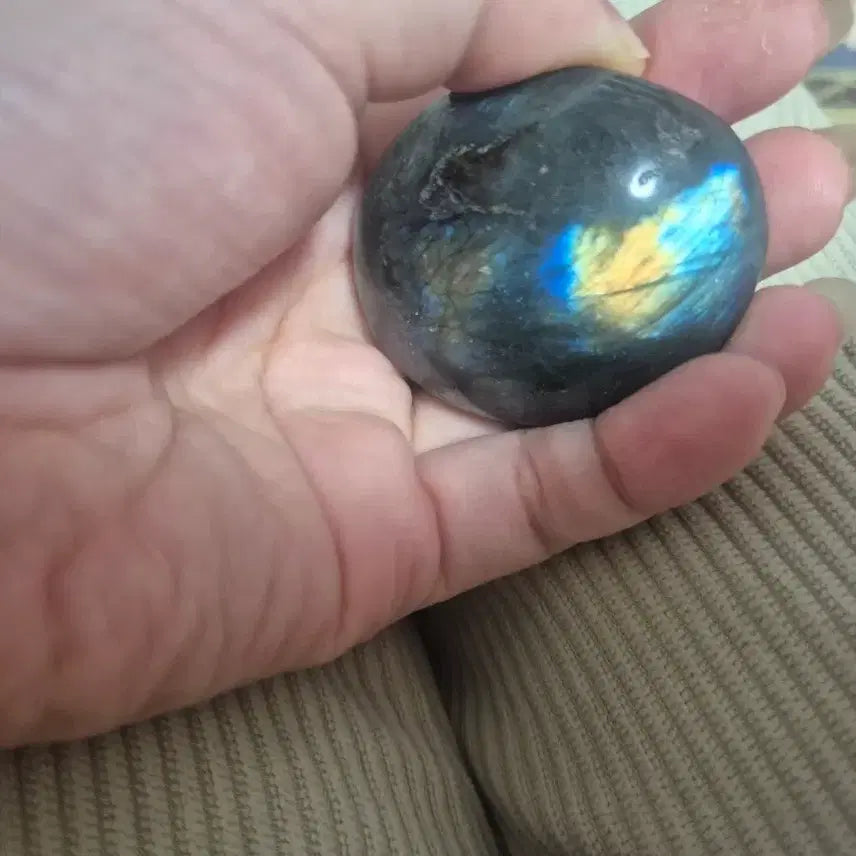 [BUNJANG] Natural Labradorite Palm Stone Set (Healing/Meditation/Interior) / 천연 래브라도라이트 팜스톤 2종 일괄 (힐링/명상/인테리어)