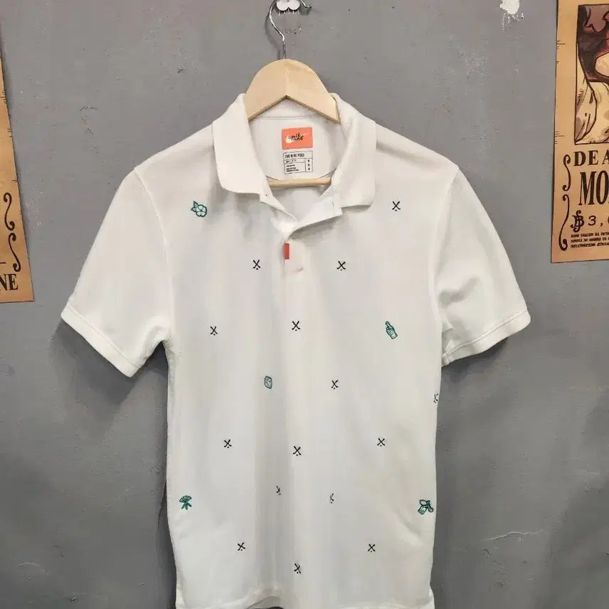 [BUNJANG] Nike White Pattern Polo Shirt / 나이키 화이트 패턴 반팔 폴로티