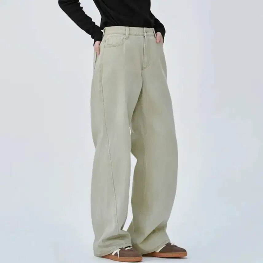 [BUNJANG] Marop Curved Collar Denim Pants Beige / 마롭 커브드 칼라 데님 팬츠 베이지