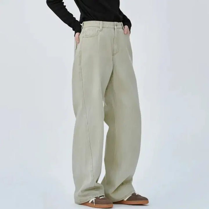 [BUNJANG] Marop Curved Collar Denim Pants Beige / 마롭 커브드 칼라 데님 팬츠 베이지