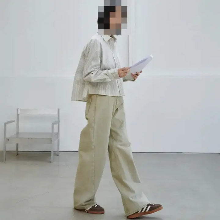[BUNJANG] Marop Curved Collar Denim Pants Beige / 마롭 커브드 칼라 데님 팬츠 베이지
