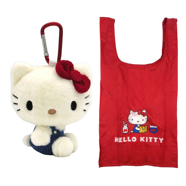 [BUNJANG] Hello Kitty Retro Eco Bag with Carabiner Keychain / [당일발송]키티 에코백 장바구니 고전 레트로 헬로키티 인형 키링 마스코트