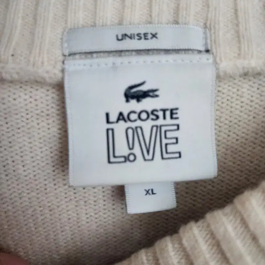 [BUNJANG] Lacoste Pattern Knit Sweater / 라코스테 패턴 니트 스웨터 아이보리 그린 팝니다