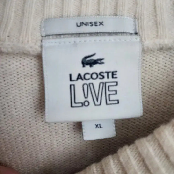 [BUNJANG] Lacoste Pattern Knit Sweater / 라코스테 패턴 니트 스웨터 아이보리 그린 팝니다