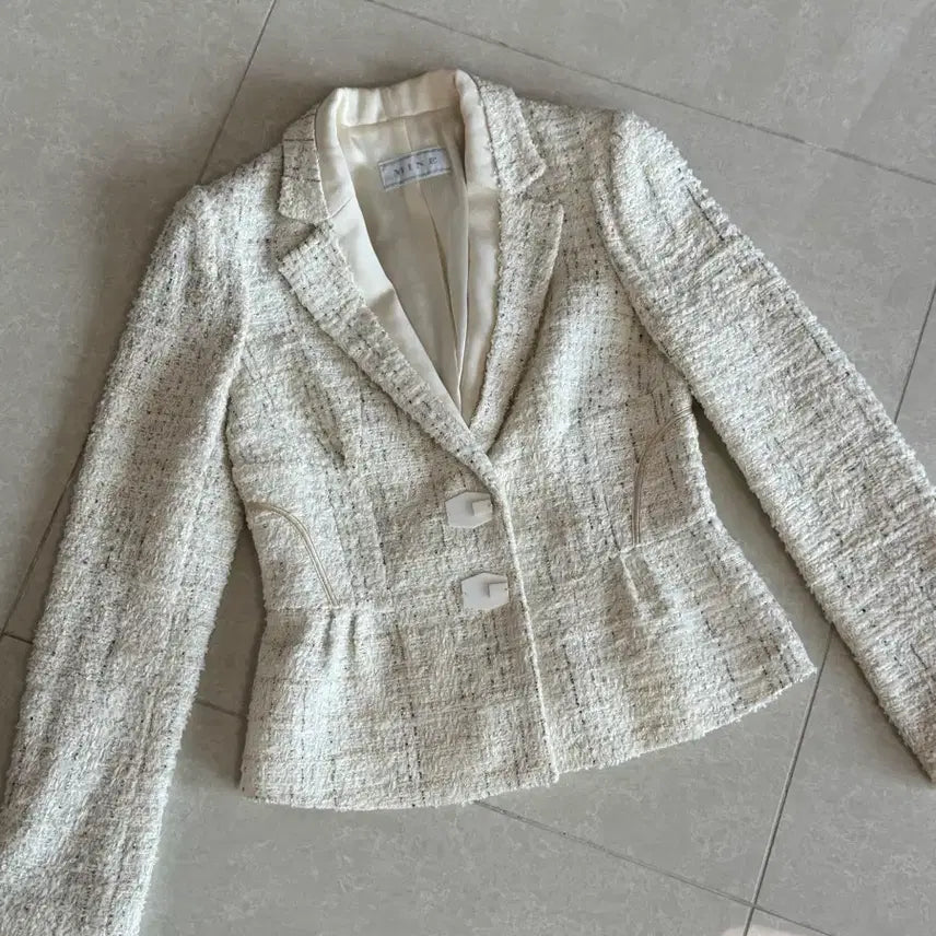 [BUNJANG] MINE Ivory Tweed Jacket / MINE 아이보리 트위드 자켓 마인
