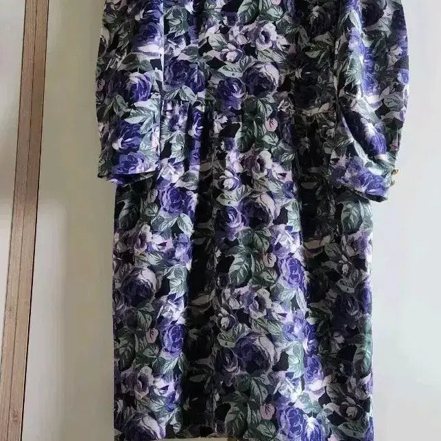 [BUNJANG] Vintage Floral Silk Blend Maxi Dress / 빈티지 플라워 모+실크고급 원피스 퍼플 로즈