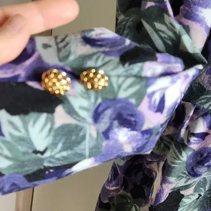 [BUNJANG] Vintage Floral Silk Blend Maxi Dress / 빈티지 플라워 모+실크고급 원피스 퍼플 로즈