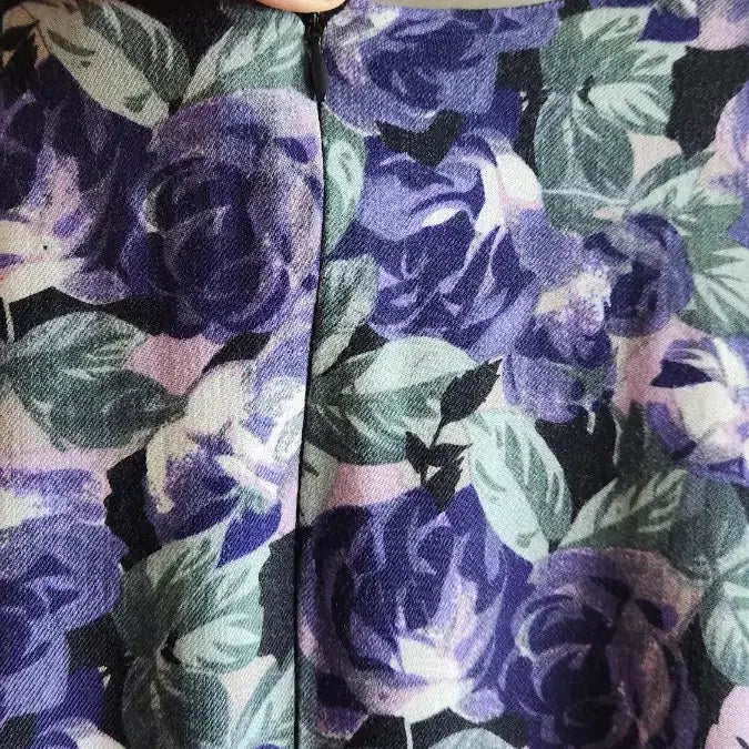[BUNJANG] Vintage Floral Silk Blend Maxi Dress / 빈티지 플라워 모+실크고급 원피스 퍼플 로즈