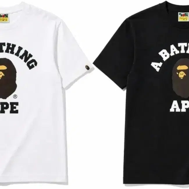 [BUNJANG] BAPE Short Sleeve T-Shirt White/Black / 베이프 반팔 티셔츠 화이트/블랙
