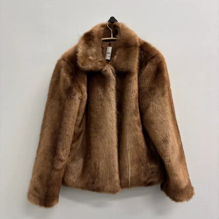[BUNJANG] WE ARE Faux Mink Fur Jacket Brown / 위아(we are) 페이크 밍크 퍼 자켓 브라운