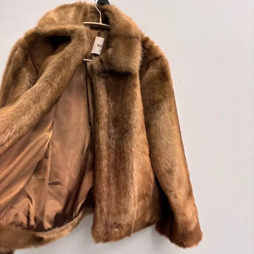 [BUNJANG] WE ARE Faux Mink Fur Jacket Brown / 위아(we are) 페이크 밍크 퍼 자켓 브라운