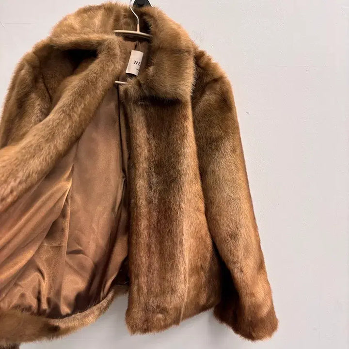 [BUNJANG] WE ARE Faux Mink Fur Jacket Brown / 위아(we are) 페이크 밍크 퍼 자켓 브라운