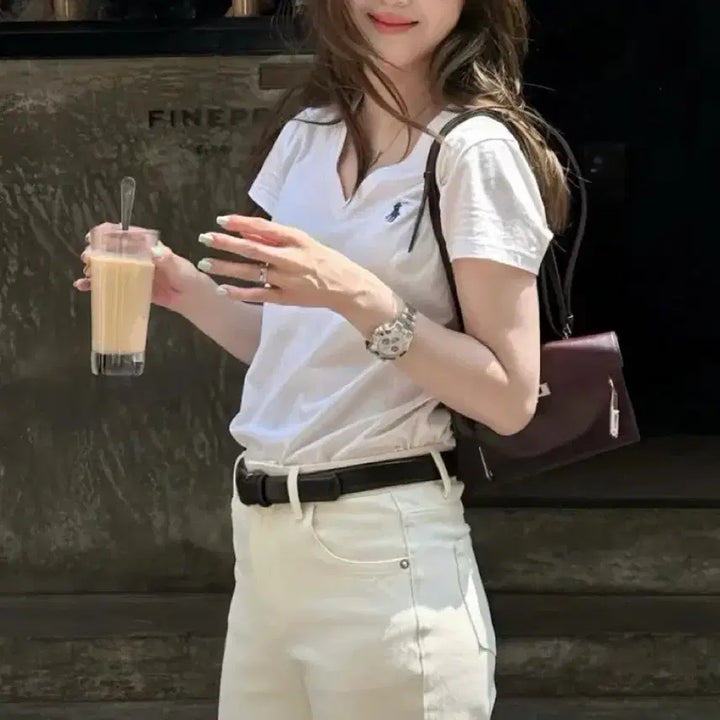 [BUNJANG] 폴로 랄프로렌 여성 브이넥반팔티 / 폴로 랄프로렌 여성 브이넥반팔티