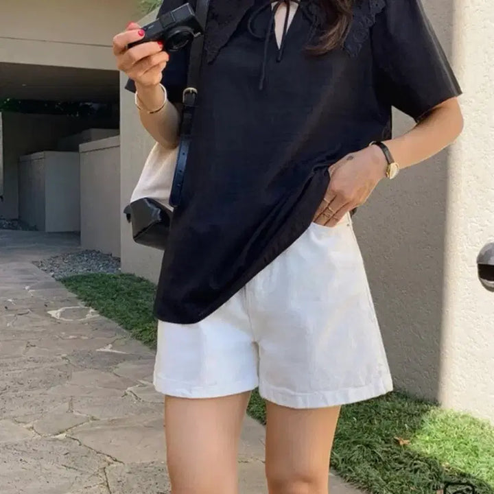 [BUNJANG] Gemma World A-Line White Shorts (M) / 젬마월드 A라인 3.5부 반바지 흰색(M)새상품