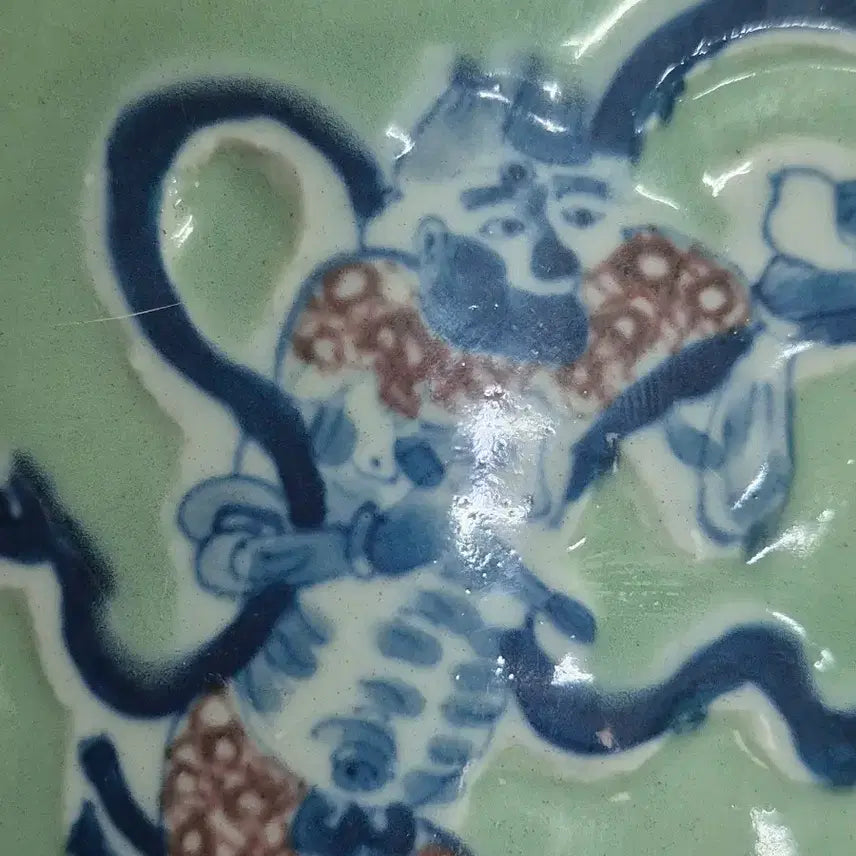 [BUNJANG] Chinese Celadon Enamel Brush Holder / 두청 분채 법랑채 지통 필통 중국도자기