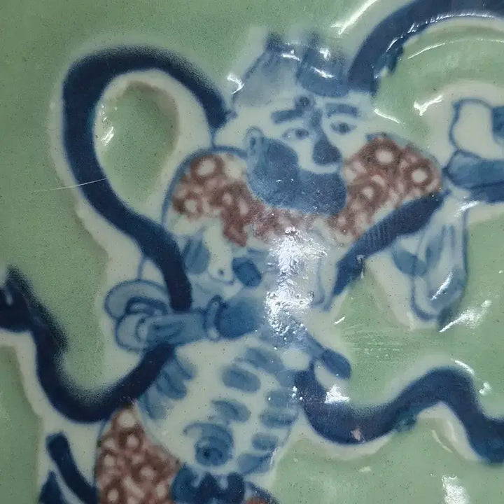[BUNJANG] Chinese Celadon Enamel Brush Holder / 두청 분채 법랑채 지통 필통 중국도자기
