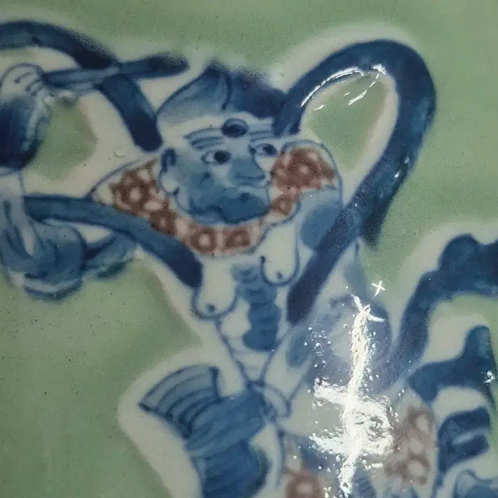 [BUNJANG] Chinese Celadon Enamel Brush Holder / 두청 분채 법랑채 지통 필통 중국도자기