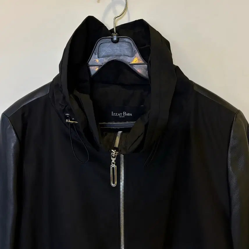[BUNJANG] Izzat Baba Black Leather Contrast Coat / Izzat Baba 블랙 양가죽 배색 코트 S (55반)까지가능