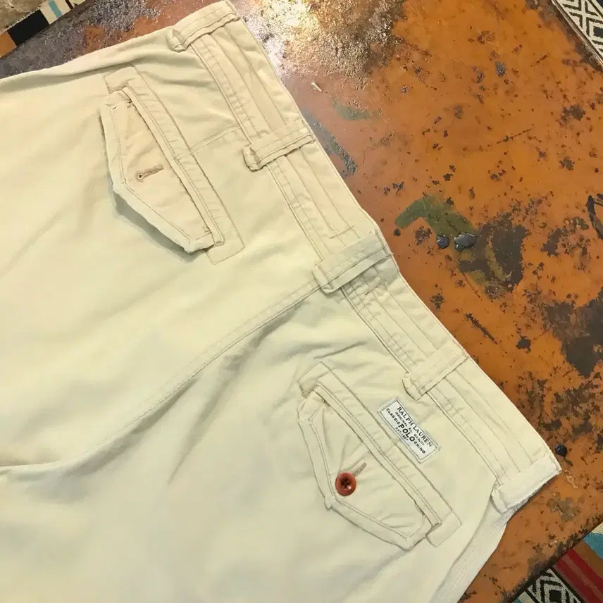 [BUNJANG] Polo Ralph Lauren Beige Cotton Cargo Shorts - Size 38 / 폴로랄프로렌 베이지 코튼 카고 숏 팬츠 면 반바지 허리 38 빅사이즈