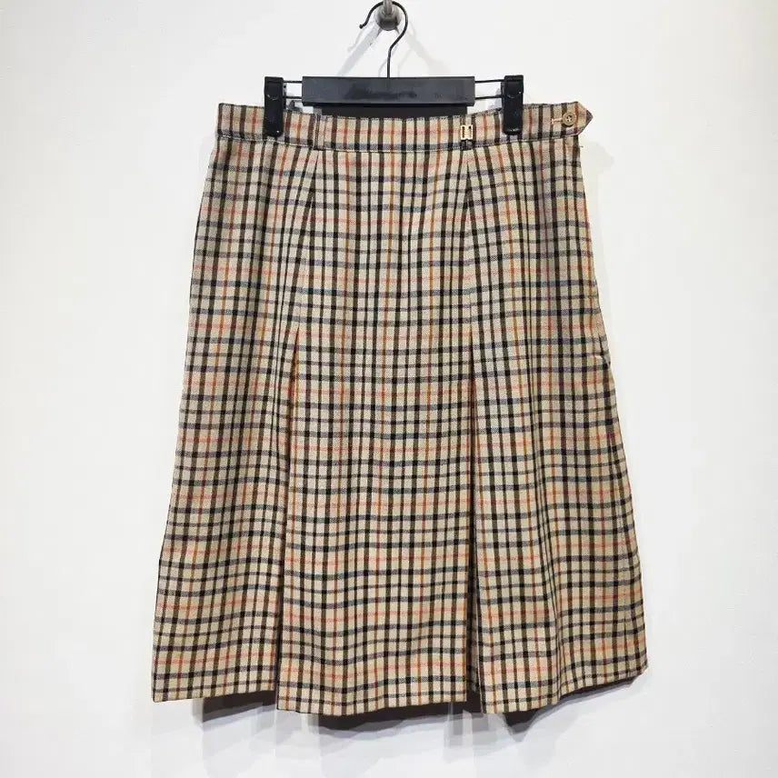 [BUNJANG] DAKS House Check 100% Wool Pleated Skirt Size 88 / 닥스(DAKS) 하우스체크 울 100% 플리츠 스커트